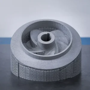A high-powered laser selectively melts fine layers of metal powder on a build platform, forming a solid, high-strength 3D part with exceptional precision.